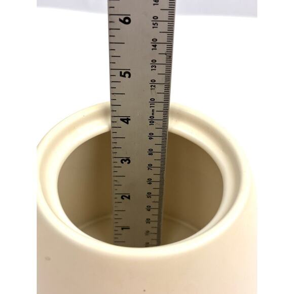 Umbra Mono Beige Ceramic Canister Lidded Jar Minimalist 5" - Picture 14 of 15